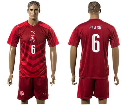 Czech #6 Plasil Red Home Soccer Country Jersey